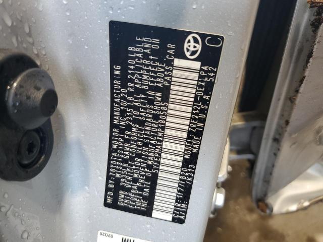 5YFEPMAEXMP180585 - 2021 TOYOTA COROLLA LE GRAY photo 12