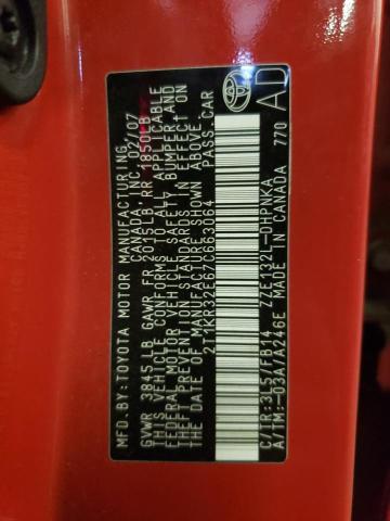 2T1KR32E67C663064 - 2007 TOYOTA COROLLA MA XR RED photo 13
