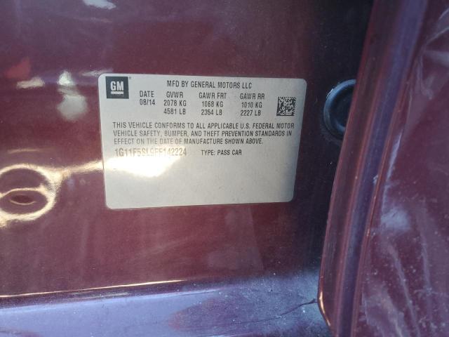 1G11F5SL9FF142224 - 2015 CHEVROLET MALIBU LTZ ბურგუნდია ფოტო 10