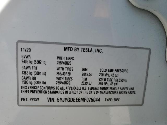 5YJYGDEE6MF075044 - 2021 TESLA MODEL Y WHITE photo 14