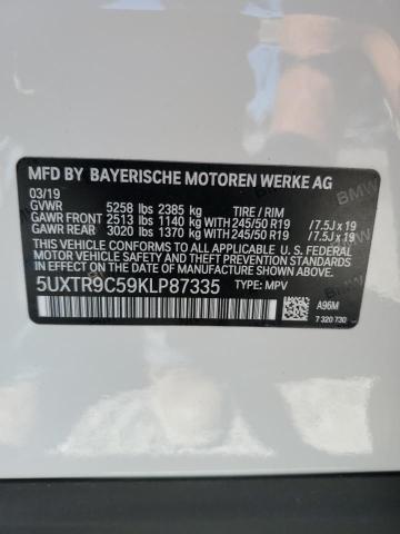 5UXTR9C59KLP87335 - 2019 BMW X3 XDRIVE30I თეთრი ფოტო 14