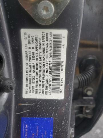 19XFC1F76HE201707 - 2017 HONDA CIVIC EXL CHARCOAL photo 12