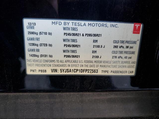 5YJSA1CP1DFP27563 - 2013 TESLA MODEL S 黑色 照片 13