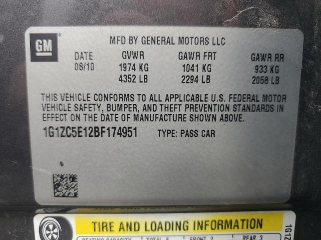 1G1ZC5E12BF174951 - 2011 CHEVROLET MALIBU 1LT 灰色 照片 12
