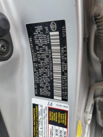 4T1BF1FKXCU176780 - 2012 TOYOTA CAMRY BASE SILVER photo 13