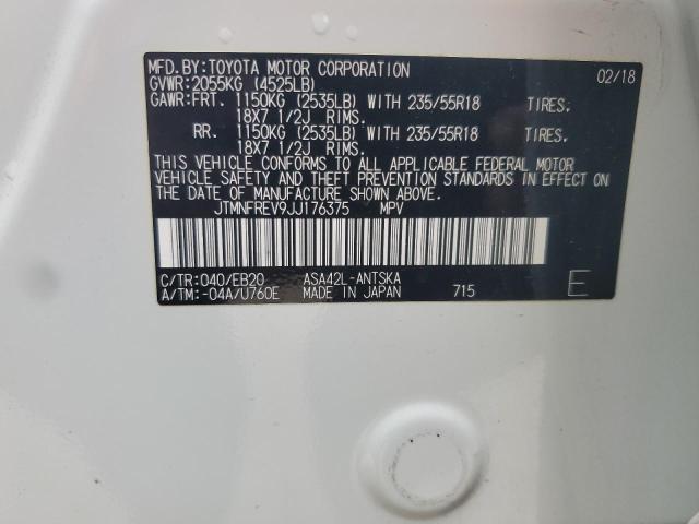 JTMNFREV9JJ176375 - 2018 TOYOTA RAV4 SE أبيض صورة 14