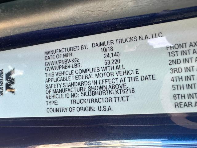 5KJJBHDR7KLKT6218 - 2019 WESTERN STAR/AUTO CAR 5700 XE BLUE photo 10