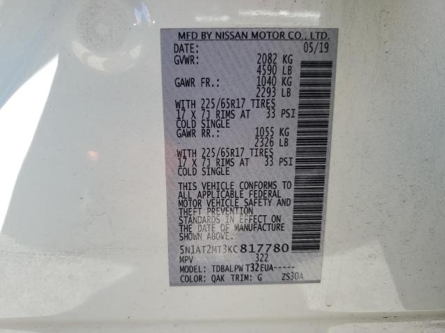 5N1AT2MT3KC817780 - 2019 NISSAN ROGUE S 白色 照片 13