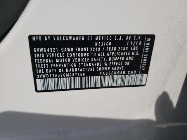 3VWD17AJ9GM287356 - 2016 VOLKSWAGEN JETTA SPORT WHITE photo 12