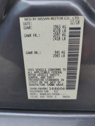 1N4BL4BV8KC168606 - 2019 NISSAN ALTIMA S GRAY photo 13