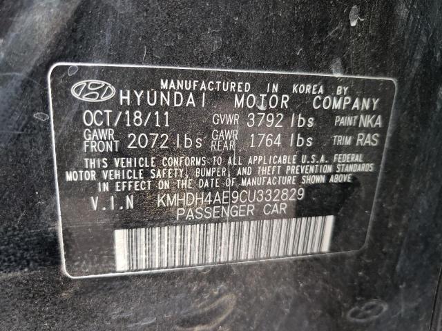 KMHDH4AE9CU332829 - 2012 HYUNDAI ELANTRA GLS BLACK photo 12