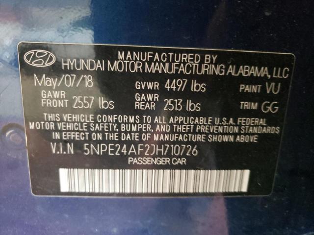 5NPE24AF2JH710726 - 2018 HYUNDAI SONATA SE BLUE photo 12