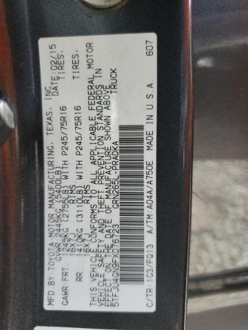 5TFJU4GN9FX076723 - 2015 TOYOTA TACOMA DOUBLE CAB PRERUNNER GRAY photo 12