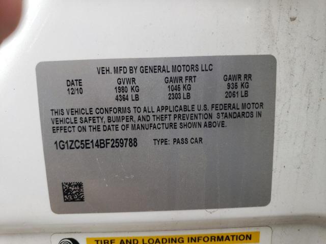 1G1ZC5E14BF259788 - 2011 CHEVROLET MALIBU 1LT 白色 照片 12