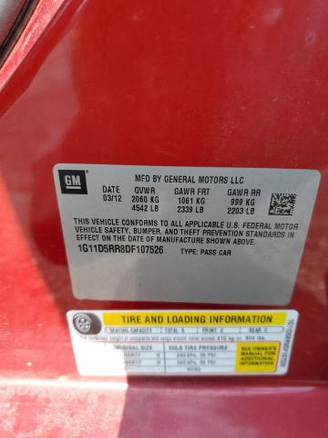 1G11D5RR8DF107526 - 2013 CHEVROLET MALIBU 1LT MAROON photo 12