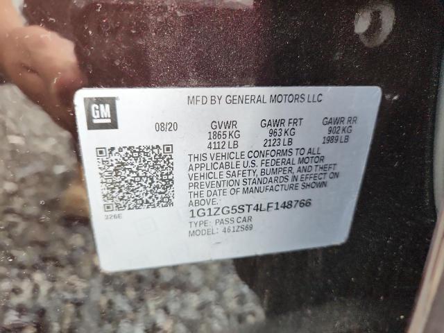 1G1ZG5ST4LF148766 - 2020 CHEVROLET MALIBU RS MAROON photo 13