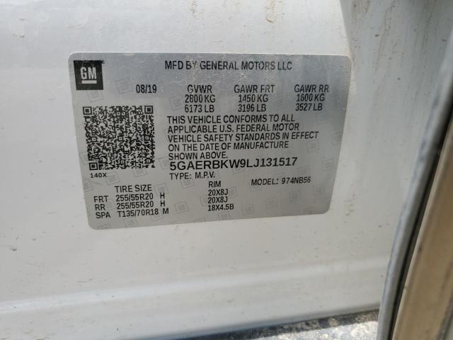 5GAERBKW9LJ131517 - 2020 BUICK ENCLAVE ESSENCE თეთრი ფოტო 13