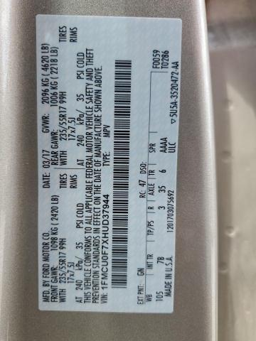 1FMCU0F7XHUD37944 - 2017 FORD ESCAPE S TAN photo 12