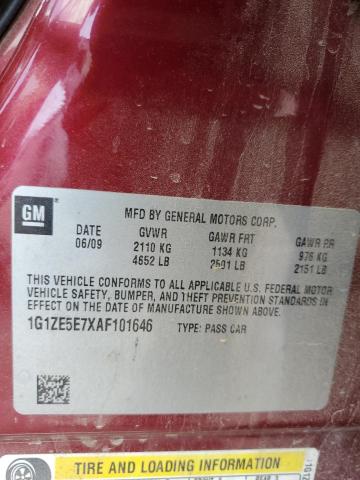 1G1ZE5E7XAF101646 - 2010 CHEVROLET MALIBU LTZ 红色 照片 12