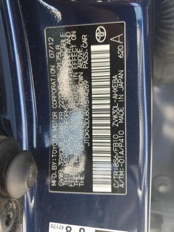 JTDKN3DU8C1574269 - 2012 TOYOTA PRIUS BLUE photo 13