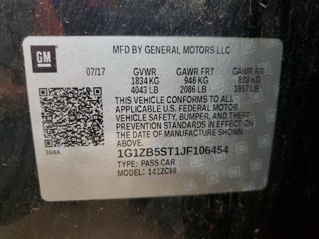 1G1ZB5ST1JF106454 - 2018 CHEVROLET MALIBU LS Schwarz Foto 12