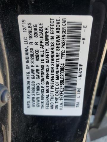 19XFC2F88LE203854 - 2020 HONDA CIVIC SPORT BLACK photo 12