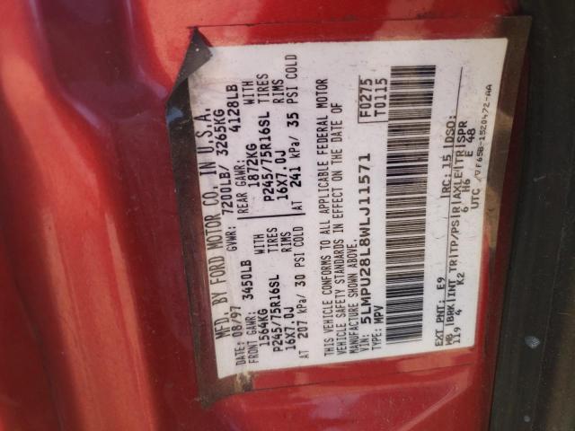 5LMPU28L8WLJ11571 - 1998 LINCOLN NAVIGATOR 红色 照片 12