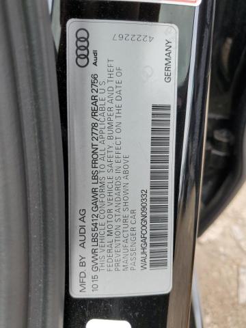 WAUHGAFC0GN090332 - 2016 AUDI A6 PRESTIGE შავი ფოტო 12