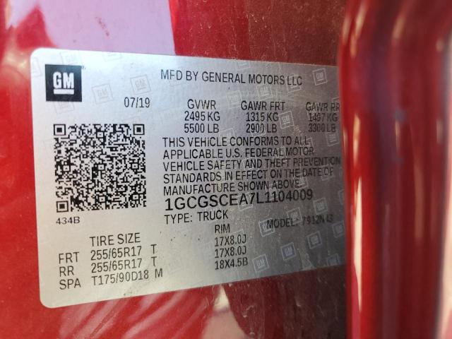 1GCGSCEA7L1104009 - 2020 CHEVROLET COLORADO LT BURGUNDY photo 12