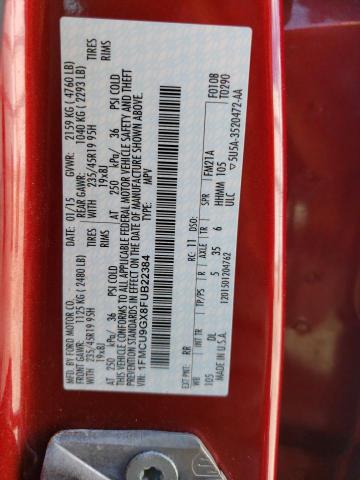 1FMCU9GX8FUB22384 - 2015 FORD ESCAPE SE RED photo 13