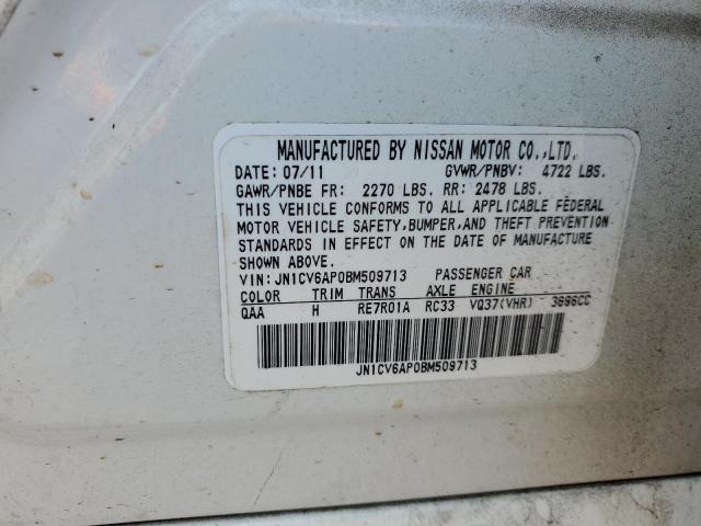JN1CV6AP0BM509713 - 2011 INFINITI G37 BASE WHITE photo 12
