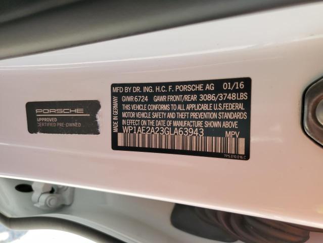 WP1AE2A23GLA63943 - 2016 PORSCHE CAYENNE SE HYBRID WHITE photo 12