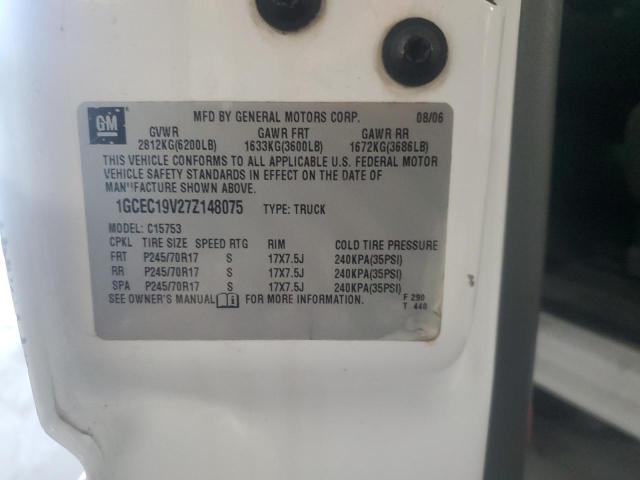 1GCEC19V27Z148075 - 2007 CHEVROLET SILVERADO C1500 CLASSIC WHITE photo 12