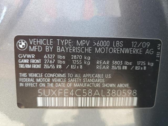 5UXFE4C58AL380598 - 2010 BMW X5 XDRIVE30I GRAY photo 12