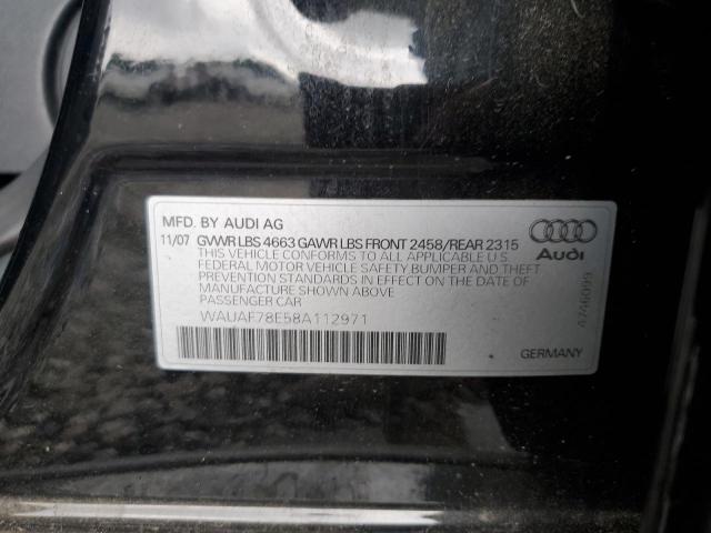 WAUAF78E58A112971 - 2008 AUDI A4 2.0T BLACK photo 12