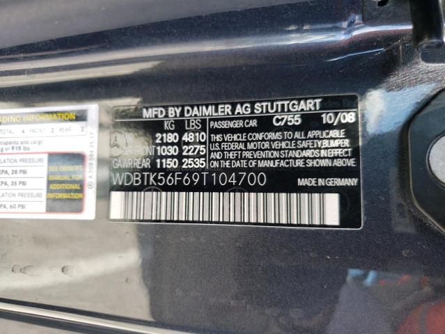 WDBTK56F69T104700 - 2009 MERCEDES-BENZ CLK 350 GRAY photo 12