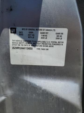 2G2WR524441134859 - 2004 PONTIAC GRAND PRIX GTP SILVER photo 12