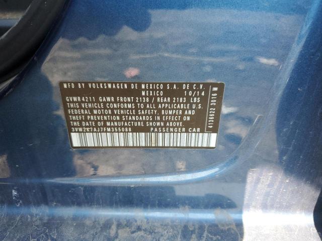 3VW2K7AJ7FM355088 - 2015 VOLKSWAGEN JETTA BASE 蓝色 照片 12