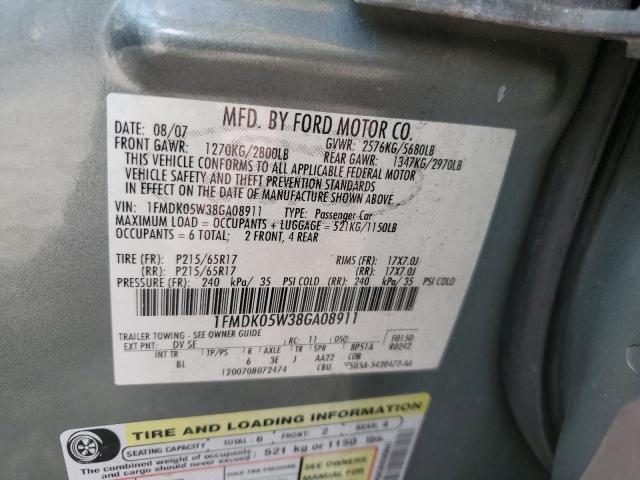 1FMDK05W38GA08911 - 2008 FORD TAURUS X SEL GRAY photo 13