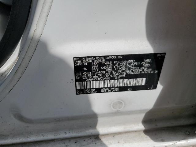 JTMBF4DV4A5029106 - 2010 TOYOTA RAV4 WHITE photo 12