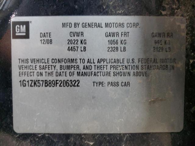 1G1ZK57B89F206322 - 2009 CHEVROLET MALIBU LTZ შავი ფოტო 12