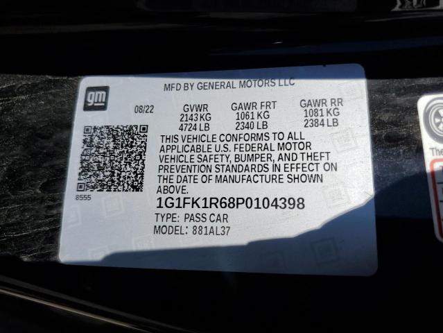 1G1FK1R68P0104398 - 2023 CHEVROLET CAMARO ZL1 黑色 照片 12