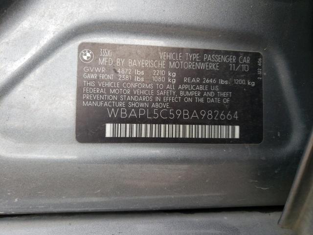 WBAPL5C59BA982664 - 2011 BMW 335 XI GRAY photo 12