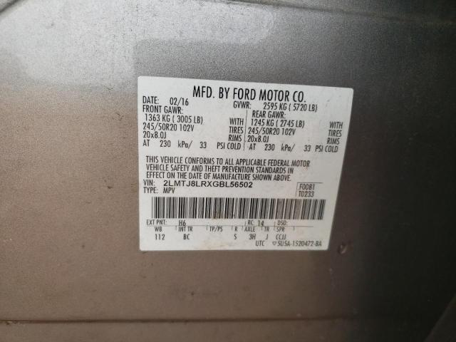 2LMTJ8LRXGBL56502 - 2016 LINCOLN MKX RESERVE 灰色 照片 12