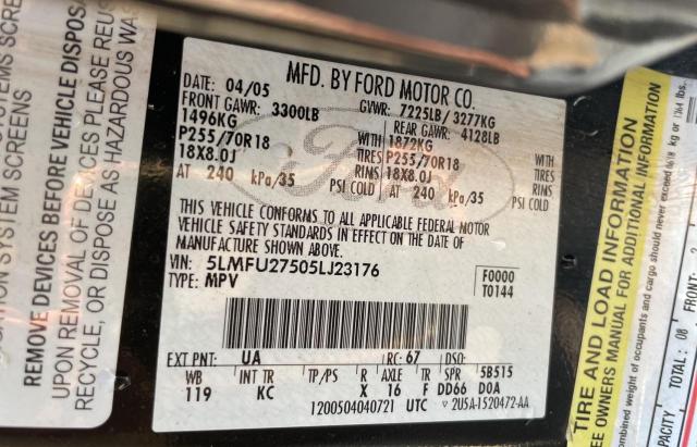 5LMFU27505LJ23176 - 2005 LINCOLN NAVIGATOR 黑色 照片 10