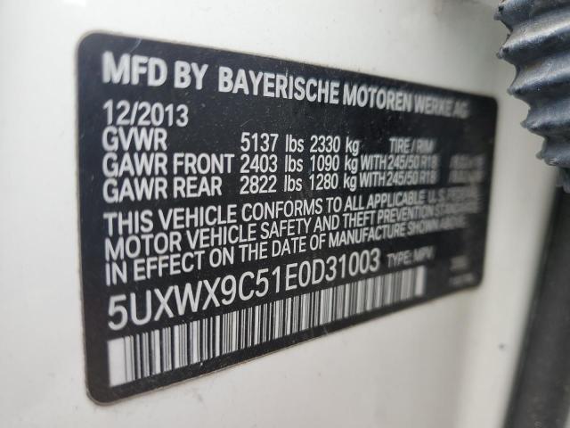 5UXWX9C51E0D31003 - 2014 BMW X3 XDRIVE28I WHITE photo 13