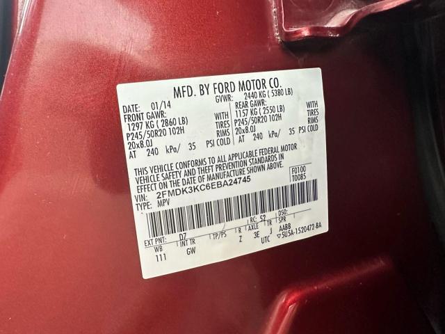 2FMDK3KC6EBA24745 - 2014 FORD EDGE LIMITED RED photo 10