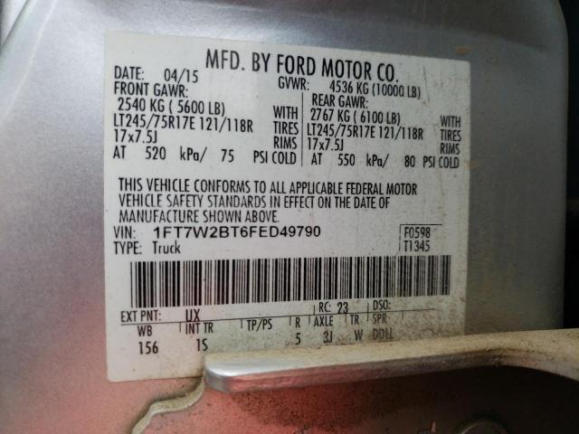 1FT7W2BT6FED49790 - 2015 FORD F250 SUPER DUTY SILVER photo 12