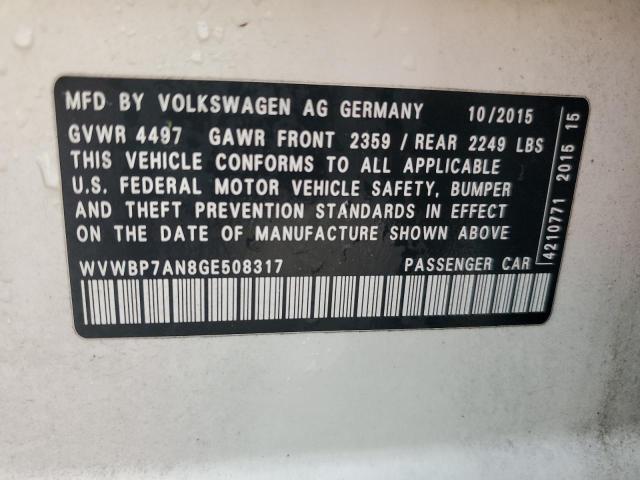 WVWBP7AN8GE508317 - 2016 VOLKSWAGEN CC BASE WHITE photo 13