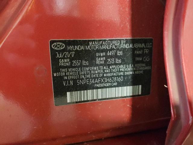 5NPE34AFXJH628160 - 2018 HYUNDAI SONATA SPORT RED photo 13